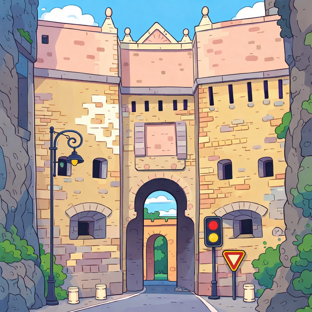 Illustrazione di una porta del quartiere Castello
